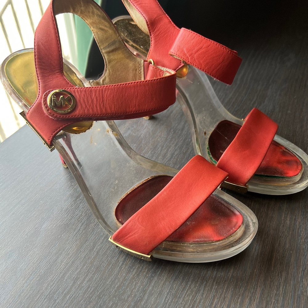 Michael Kors Clear and Coral Stiletto Heels | size 9
